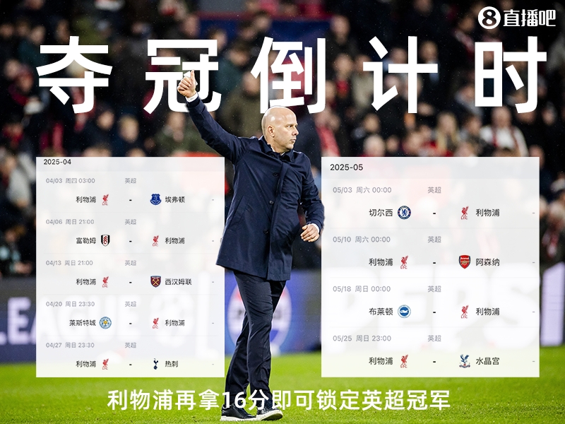 奪冠倒計(jì)時(shí)？槍手三場(chǎng)不勝落后榜首15分，利物浦再拿16分即可奪冠